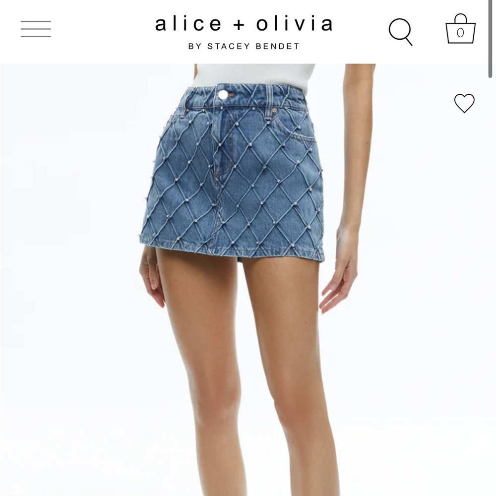 Alice + Olivia JOSS HIGH RISE QUILTED EMBELLISHED MINI SKIRT s29